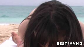 hina maeda enjoys oral and sixty nine with partner on the beach
