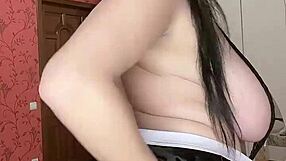 Cleaning your room with natural huge tits