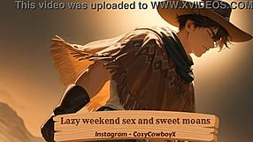 tender moaning with muscular lover