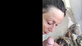 Pov mature hotwife candi annie milks cock at nudist resort pool