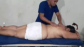 Hot mature woman receives sensual tits and pussy massage