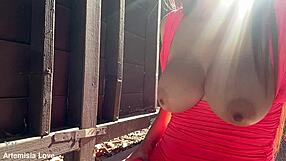 Italian milf Artemisia Love with long hair bounces tits