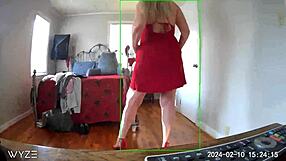 Hidden Camera - Step Mom Comes Home From Shopping Tries On New Clothes And Masturbates