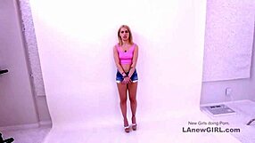 Super hot blonde teen becomes lesbian at photoshoot
