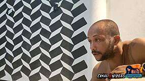 surprise for my boss while cleaning naked on all fours