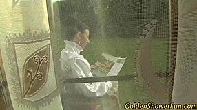 piss soaked babe getting fucked hard outdoors