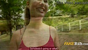 cute girl with big tits removes condom during fuck