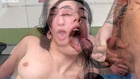 crazy party girl tries two cocks in her pussy first time 😈