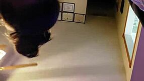 Girlfriend interacts with boyfriend in homemade setting