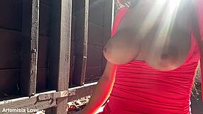 Italian milf Artemisia Love with long hair bounces tits