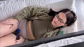 Lucy Lotus fucks Alex Adams on bunk bed.