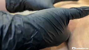 i feel so turned on watching these sexy babes in gloves fingering each other's wet pussies passionately