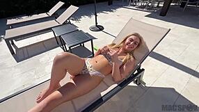 Petite Blonde Neighbor Krissy Knight Gets Fucked by the Pool!