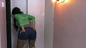 Horny indian milf with big boobs strips naked and dances