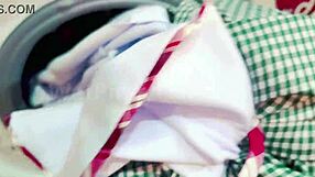 Pov wetpinay in school uniform washing after filming videos