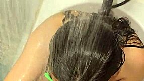 hot wife's steamy bath blowjob and handjob with fiery nails