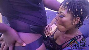 watch this thick ebony babe fuck her girlfriend with a strapon for the first time? then share with her boyfriend