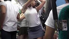 Beautiful sister rides bus with young man