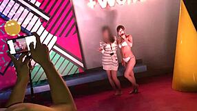 half-beautiful woman gets hardcore fucked in night pool