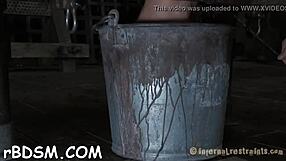 Gagged chick gets her racks bounded and clamped 😈