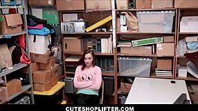 Cute Redhead Shoplifter April Reid Fucked by Guard!