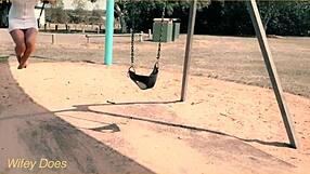 Wife Flashes Pussy On Swing Without Panties