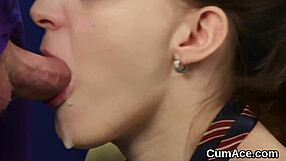 Flirty Honey Gets Cumshot On Her Face Sucking All The Charge