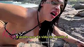 showing off on the beach with brazil's biggest cock