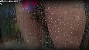 Spied on chubby roommate using new toy in shower.