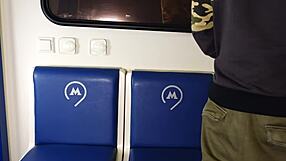 She publicly sucked his cock and got fucked in the train car.