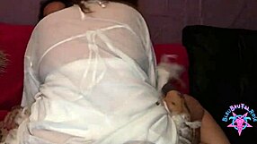 Madame Snow Twerking In Lingerie Giving Wet Blowjob And Milking Cock While Dildo In Asshole!