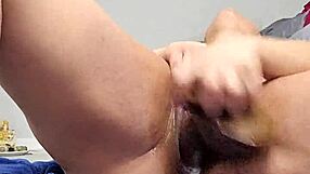 oiled up stretching session with homemade toys