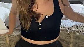 double orgasms with a squirt for this huge tit amateur when using her giant dildo to masturbate the panty bank - used panties