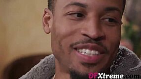 Busty blonde comforts her roommate's boyfriend with deepthroat and fucking.