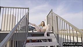 girl does anal solo in public