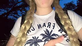 i touch my pink pussy and natural tits in the jungle