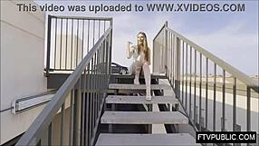 girl does anal solo in public