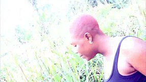 stretching african pussy outdoors with big dick