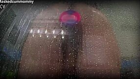 Spied on chubby roommate using new toy in shower.