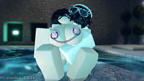 shy girl in pool turns rough with follower