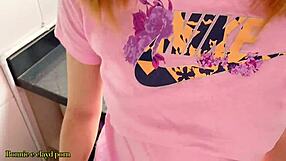 caught the petite latina teen bent over in the kitchen