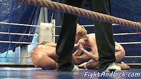 Oiled Lesbian Babes Wrestling Passionately 😏