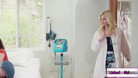 Sexy patient receives face sitting from fake doctor in hospital lingerie.