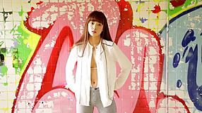 okada saka poses in silk bikini with detailed japanese scenes