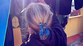 An accidental homemade encounter with the neighbour leads to cum in mouth blowjob in the laundry room