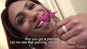 Gislaine Rodrigues drills a guy with her shecock and makes him cum