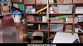 Cute Redhead Shoplifter April Reid Fucked by Guard!