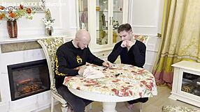 three friends gangbang fucked russian bitch monika fox during break in lotto game with double penetration anal deepthroat and facial