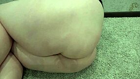 Obedient chubby milf exposes hairy pussy intensely