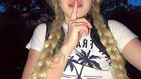 i touch my pink pussy and natural tits in the jungle